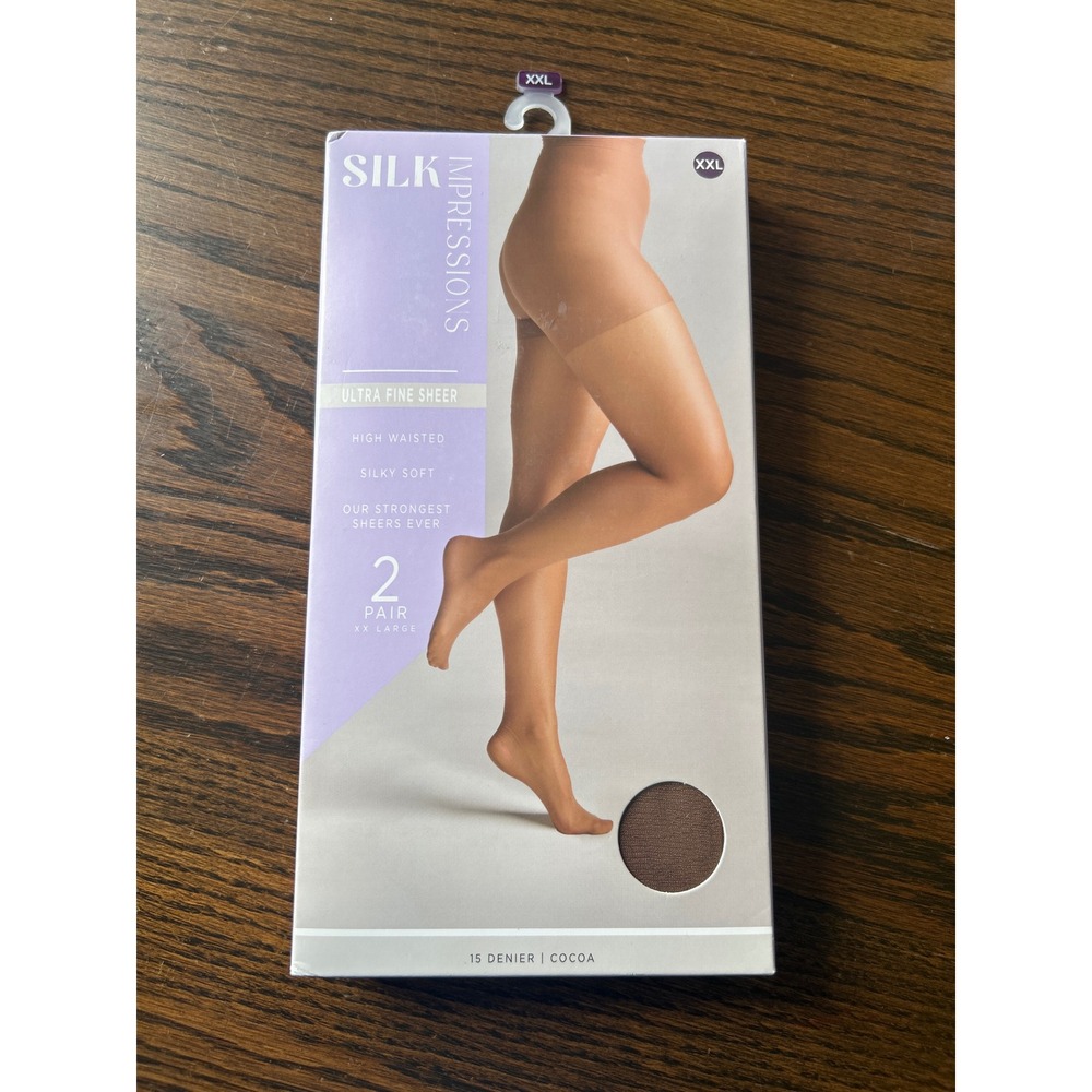 Silk‎ Impressions Ultra Fine Sheer High Waisted Tights 2Pair 2XL Cocoa 15 Denier